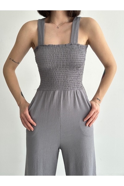 alenmoda Strappy Square Collar Wrapped Jumpsuit Dress