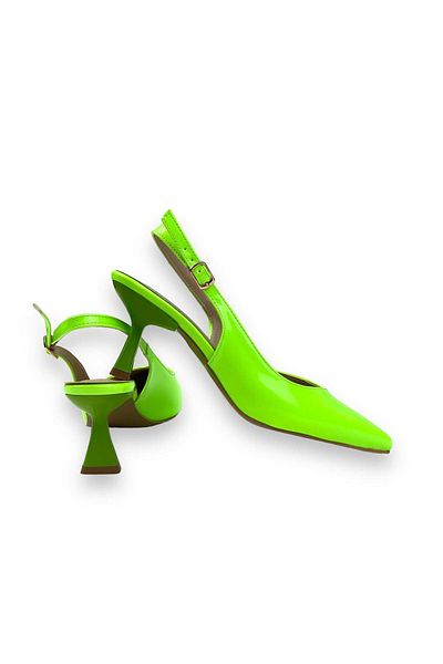 bescobel Women's Pasge Pistachio Green Patent Leather Pointed Toe Heeled Sandals 6 Cm 4114