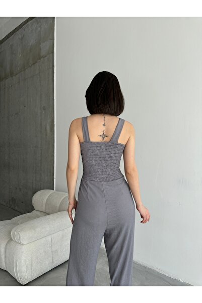 alenmoda Strappy Square Collar Wrapped Jumpsuit Dress