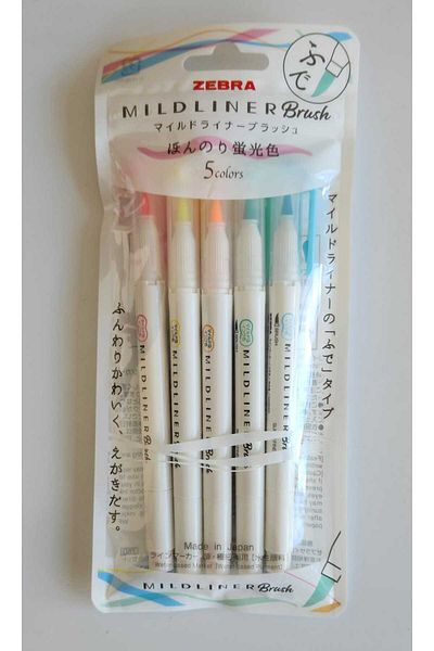 Zebra Mildliner Brush Tip + Highlighter Pen Double End WFT8-5C-N