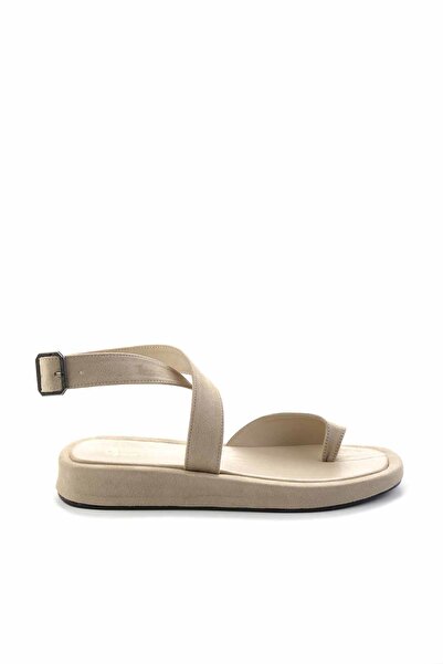 Bambi Bej Süet Kadın Sandalet K05718200102