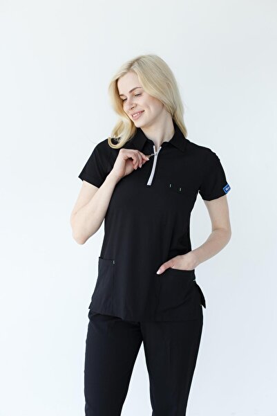 Dr. Mitra طقم طبيب ممرضة جراحية من الليكرا بسحاب للنساء