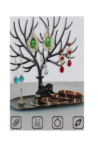 CNGZSHOP Geyik Tasarımlı Küpe Kolye Bilezik Takı Mücevher Standı Tepsisi Ağacı Organizatör