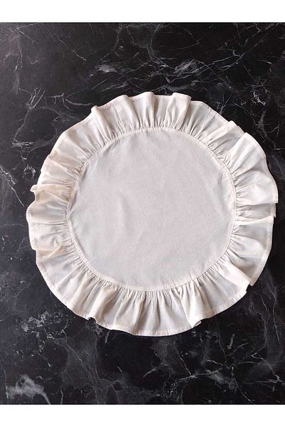 Sky Home Natural Raw Linen Frilly Vintage American Service (Supla) Round 40cm