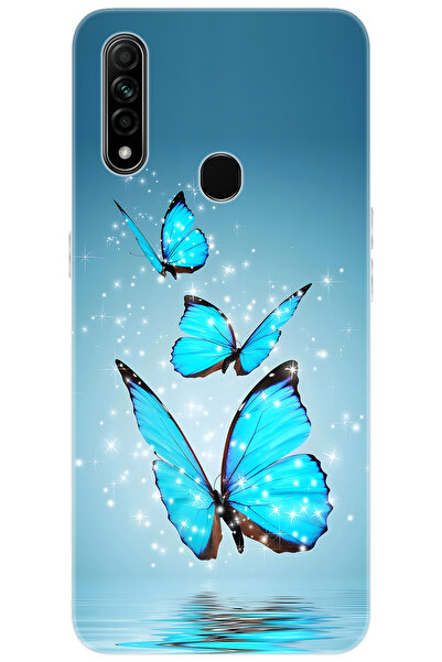 OPPO A31 (CPH2015) Uyumlu Kılıf Desen Baskılı Silikon Mavi Kelebek STK:710 CP...