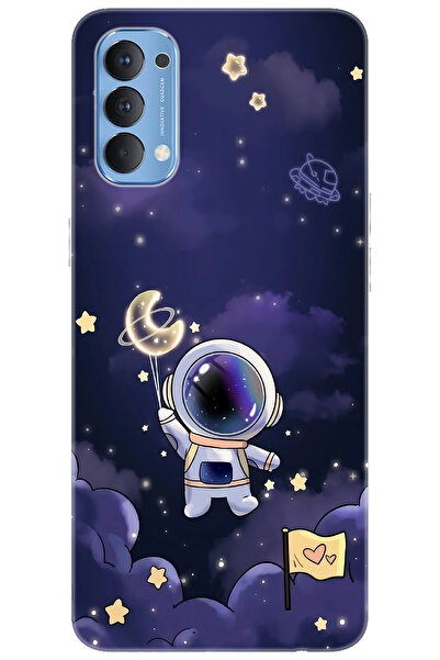 OPPO Reno 4 (CPH2113) Uyumlu Kılıf Desen Baskılı Silikon Astronot STK:738 CP-...