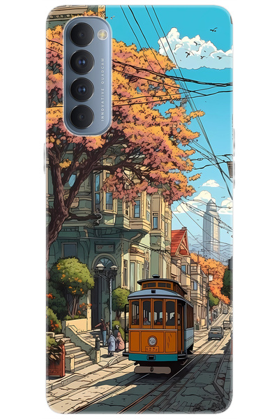 OPPO Reno 4 Pro (CPH2109) Uyumlu Kılıf Desen Baskılı Silikon Tramvay STK:645 ...