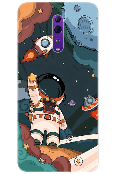 OPPO Reno Z (CPH1979) Uyumlu Kılıf Desen Baskılı Silikon Astronot STK:696 CP-...