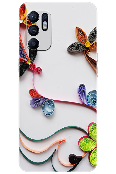 OPPO Reno 6 (CPH2235) Uyumlu Kılıf Desen Baskılı Silikon Çiçek Desen STK:220 ...