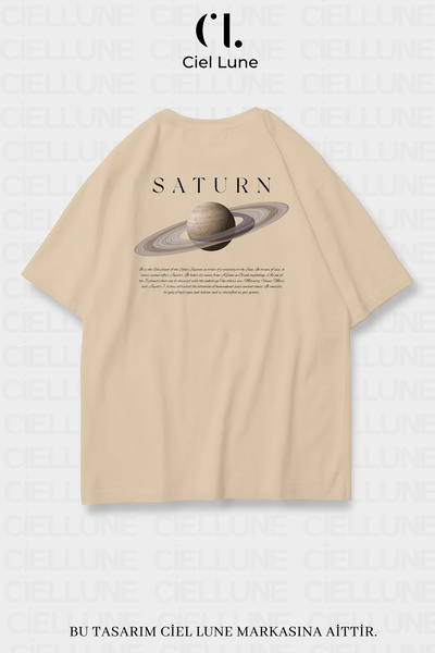 NEVERMIND Unisex Femei Bărbați Saturn Printed Design Special Tricou oversize