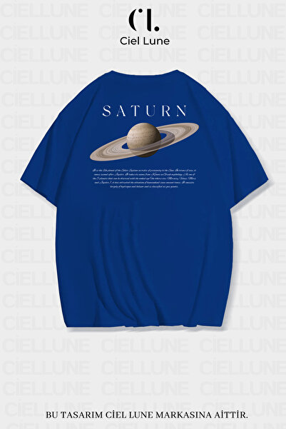 NEVERMIND Unisex Femei Bărbați Saturn Printed Design Special Tricou oversize