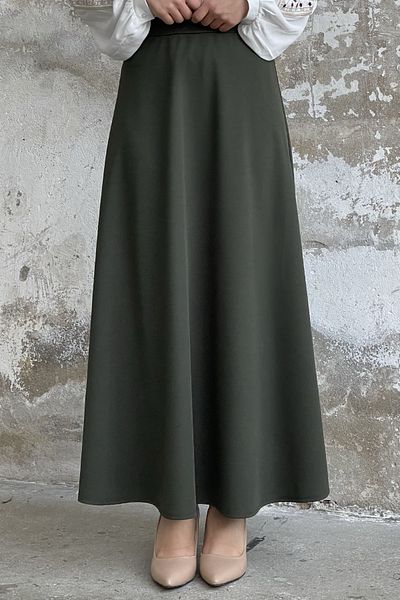 InStyle Dupla kötött szövet szoknya - Khaki