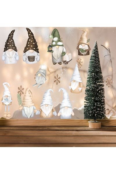 MAARS Cute Gnomes Christmas Decoration, Children's Room Decoration Decorative Glass, Wall, Sticker