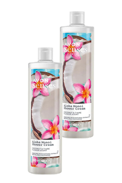 AVON Senses Aloha Monoi Tiare Çiçeği ve Hindistan Cevizi Kokulu Krem Duş Jeli 500 Ml. İkili Set