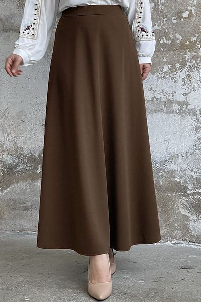 InStyle Dvojitá sukně z úpletu – hořkohnědá