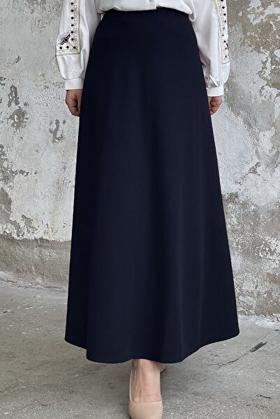 InStyle Dvojitá sukňa z úpletu – námornícka modrá