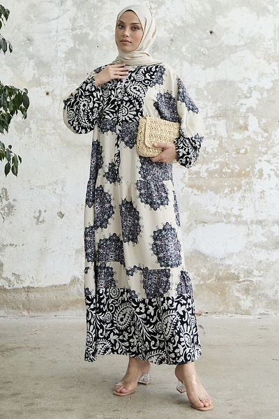 InStyle Φόρεμα Judge Collar με σχέδιο - Μαύρο