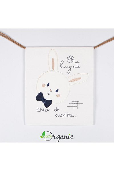 Miniel Unisex Baby Rabbit Embroidered 90x80 Cm Double Layer Cotton Combed Baby Blanket - ECRU