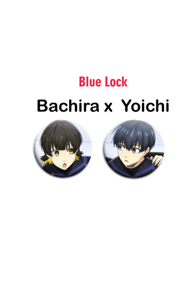 Akumastik Blue Lock Yoichi x Bachira 2 adet rozet set  -İğneli Buton Rozet Seti