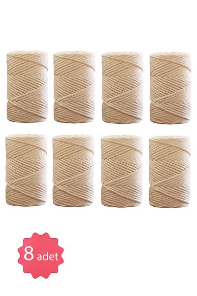 Bevella Macrame Cord 250 gr Macrame Thread 3 mm Scannable 2 kg 8 Pieces