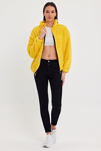 success life Kadın Basıc Fermuarlı Peluş Hırka