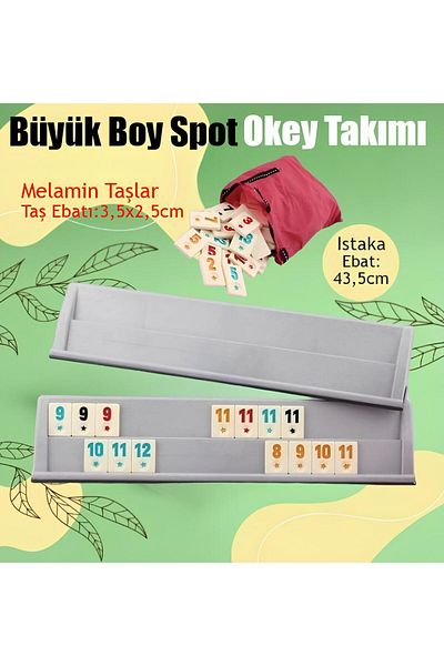 nextbuy Spot Okey Large Size Plastic Okey Set with Playing Cards Gift 4X Stamps and Melamine Stones Game Set