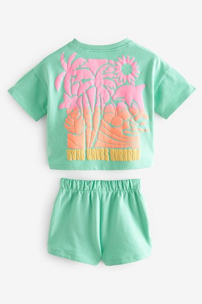 Next Baby Green Dolphin Printed 100% Cotton Short Sleeve Shorts Set