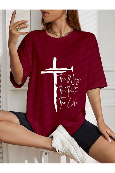 aynewmoda Тениска с голям размер The Way The Truth The Life