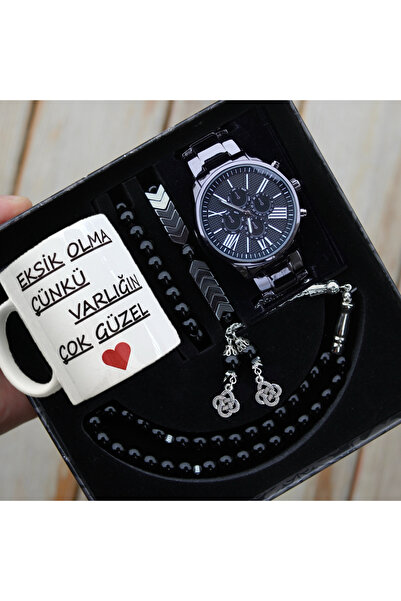 wesscollection Su Geçirmez Erkek Kol Saati Baskılı Kupa Bardak Tesbih ve Bile...