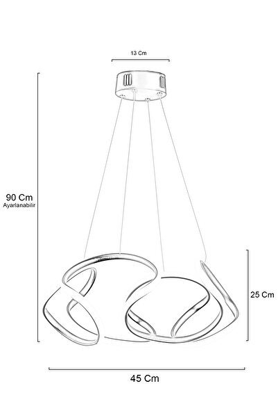 Dekorluna Honix Eskitme Modern Sarkıt 3 Renk Işık Salon Mutfak Oda Hol Ledli Avize