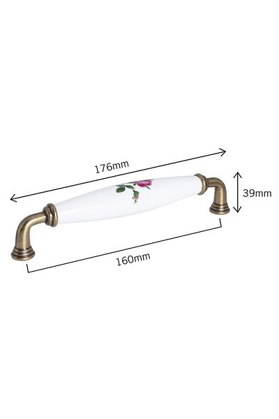 Porcellana Perla Porcelain Handle Cabinet Drawer Furniture Kitchen Handle Ruby 160mm-antique yellow-white-stk087