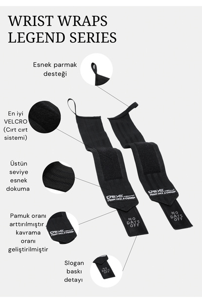 Dex Supports Lasting Energy Legend Set of 2 - Lifting Straps T-Grips and Wrist Wraps Sports Bracelet