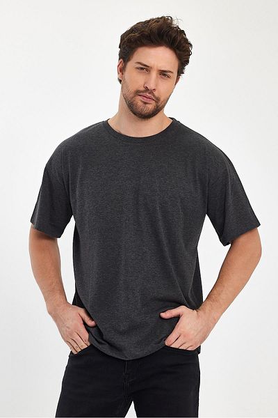FİHA Ανδρικό μπλουζάκι Compak Combed Cotton Oversize - Anthracite