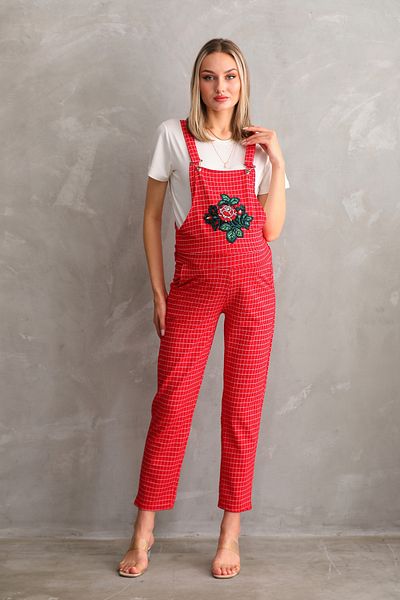 Miss Dünya Lissa Embroidered Pregnant Gardener Jumpsuit with Front Snap Fasteners
