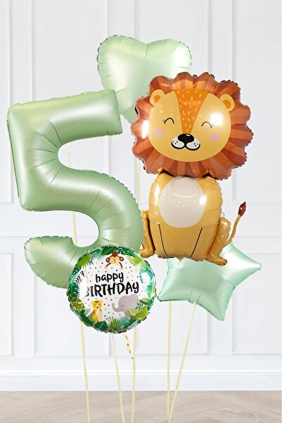 BKMC PARTY Θέμα Σαφάρι Γενέθλια με μπαλόνια Ρετρό πράσινα μπαλόνια Σαφάρι Χαρ...