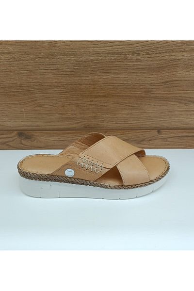 Mammamia YT2125 Papuci casual de damă din piele naturală bej