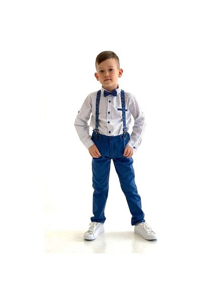 By Terry Boy's Oxford Shirt and Bow Tie Indigo Suit