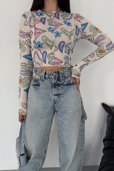 FEMELLE Bluză Crop damă cu model