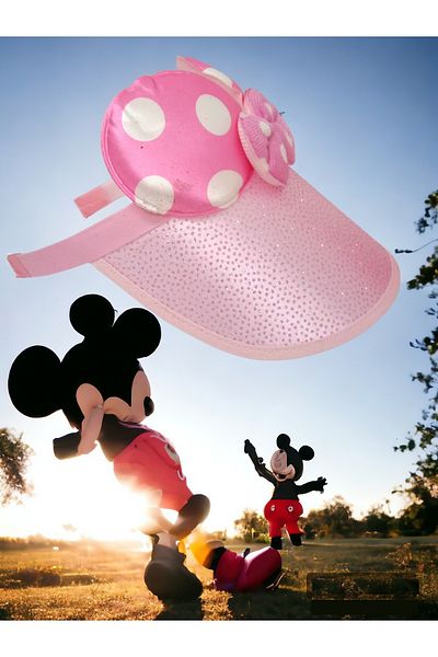 Shopiolog Girl's Crowned Visor Anti-UV Protected Minni Mause Hat Vacation Seaside, Sea and Walking