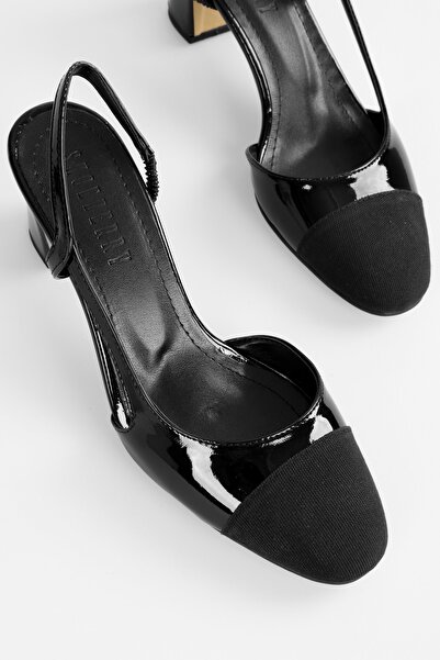 Shoeberry Dámské černé lakované boty Liera na podpatku