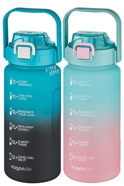 Vagonlife Economical 2-Piece Water Bottle Set - 1500 ml Large Size, 4 Color Options FiftyFifty
