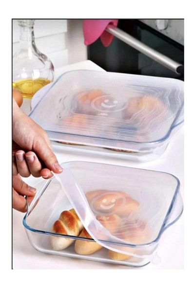 PANJI 6-Piece Silicone Pot Set - 2 Sizes Square Pyrex and Stretch Lid