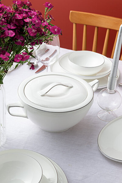 Emsan Fine Bone Freya 60 Parça 12 Kişilik Yuvarlak Yemek Takımı Platin