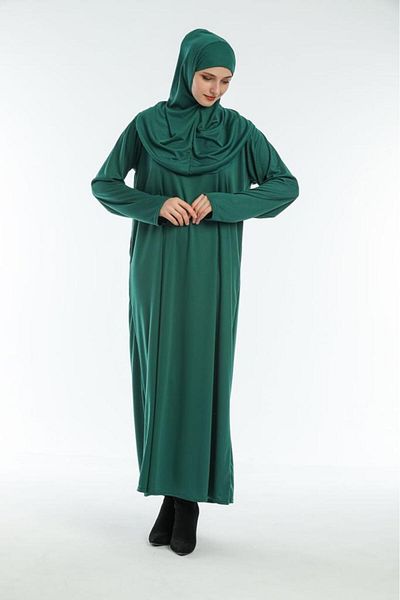 Kutay Collection فستان صلاة نسائي من قطعة واحدة مع عمامة
