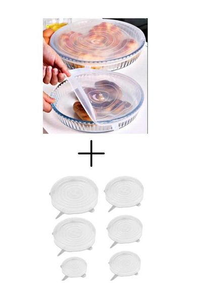 PANJI 2 Size Round Pyrex Silicone Lid - 6-Piece Pot Mug Cup Cap