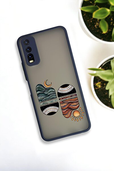 mooodcase Vivo Y20 Uyumlu Sunset Wave Desenli Buzlu Şeffaf Lüx Telefon Kılıfı