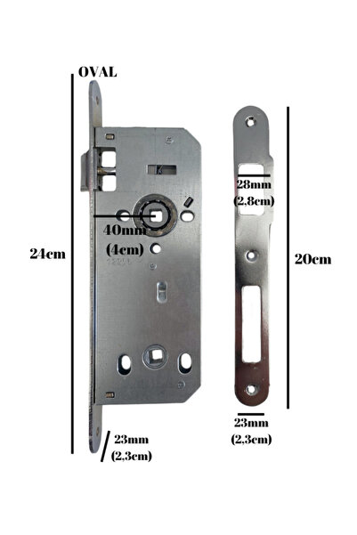 ÖZCANLAR KİLİT OVAL 40mm Gömme İç Kapı WC Kilidi Tuvalet ve Banyo Kapısı Kilidi(WC)(23mmx40mm)