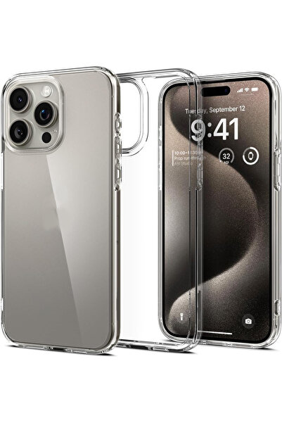 Powerfox iPhone 15 Pro Uyumlu Kristal Berraklıkta Kamera Çıkıntılı Yumuşak Si...