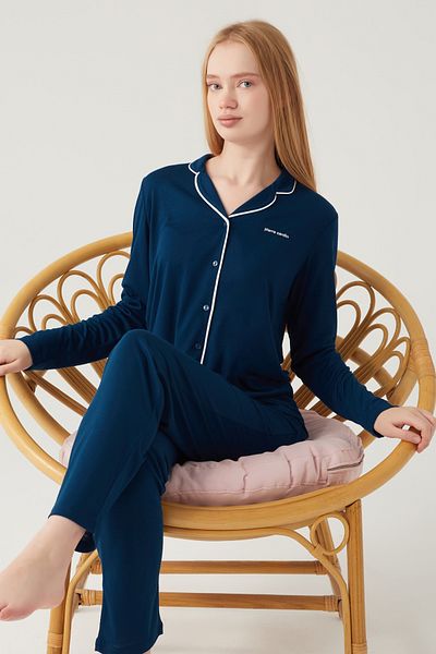 Pierre Cardin Women's Navy Blue Pajama Set