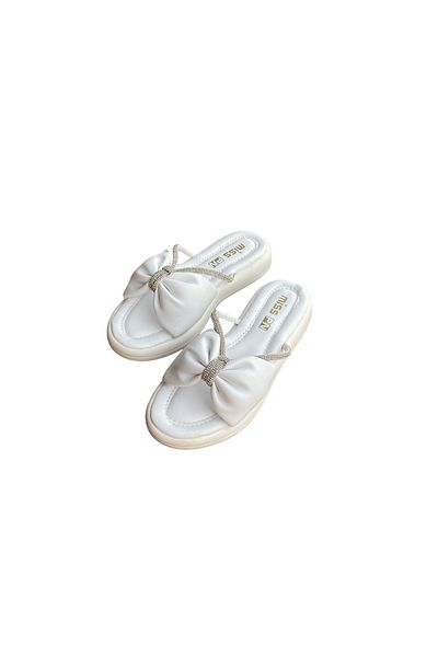 Miss women's black and white stone comfort sole slippers (buy one size plus)